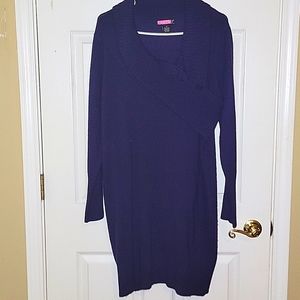 Say What? Long Sleeve Knit Sweater Dress - Deep Purple